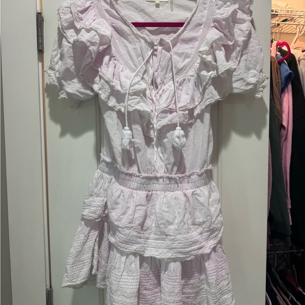 LoveShackFancy Light Pink Ruffled Dress